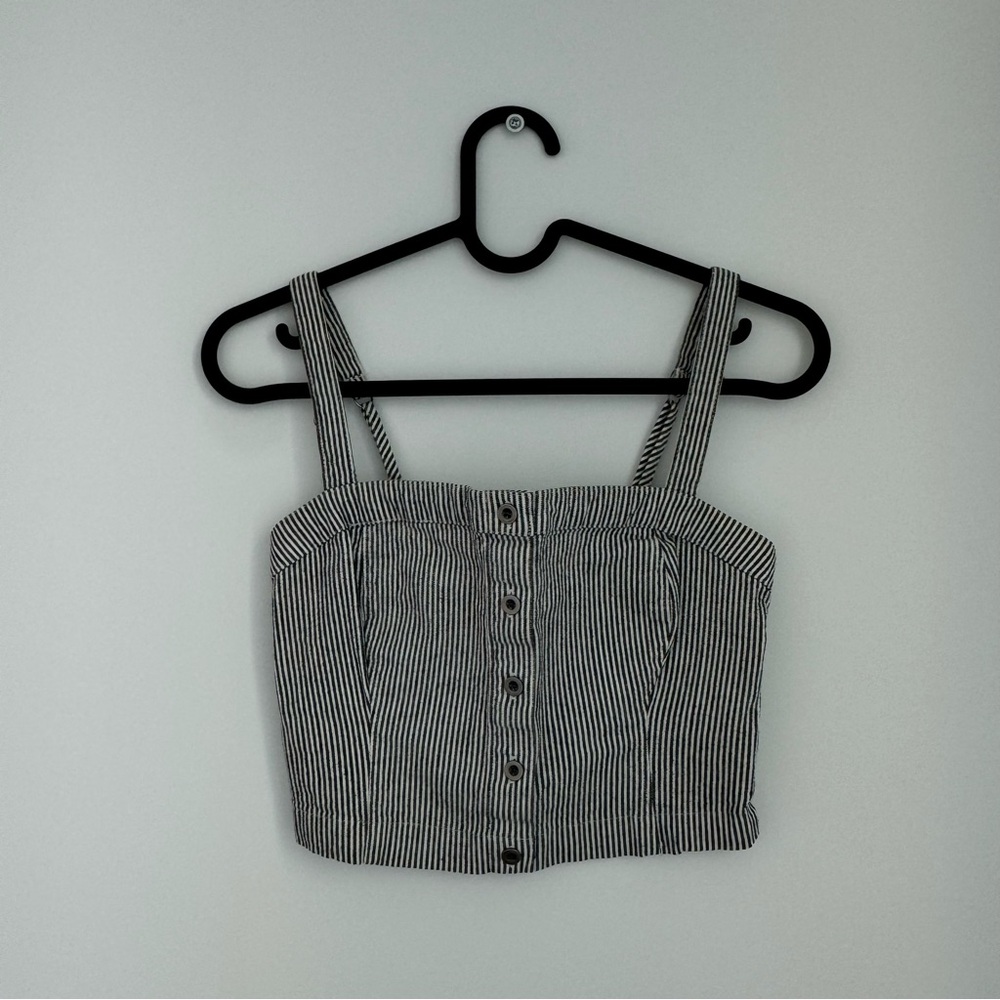 Grey striped cropped tank